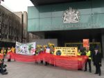 Anti-fracking Campaigners Outside Manchester Civil Justice Centre